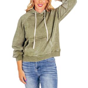 Sweat-shirt à capuche oversize délavé pour femme 450 GSM, style streetwear, fabrication OEM, marque privée - Product Image 2