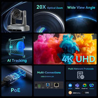 Cámara PTZ para Conferencias 4K con Zoom 20X, Seguimiento por IA + Controlador de Joystick 4D, Solución de Transmisión en Vivo