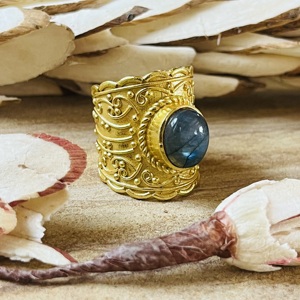 High Demand Brass Labradorite <b>Ring</b> 18k <b>Gold</b> Plated Ornate Vintage <b>Ring</b> Chunky Boho <b>Cocktail</b> Wholesale Statement <b>Ring</b> For Women - Product Image 3