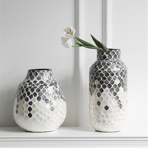 Modern Mother of Pearl Shell Decorative Flower Vase Handmade Vase Home Decor from Vietnam Factory B2B - Product Image 2