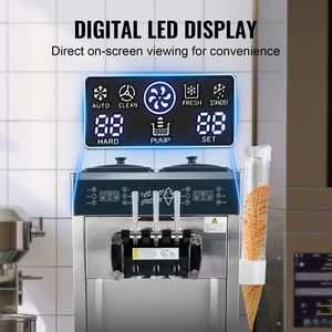 Macchina per Gelato Soft Serve Commerciale, 34-44 L/H, 3400W, 3 Gusti, Autoportante, 2 x 9L, in Acciaio Inox, Nuova Condizione - Product Image 5