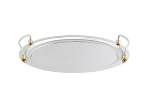 Plateau de service ovale en métal pour table de mariage, design minimaliste solide, durable, en acier inoxydable, plateau biodégradable - Product Image 2