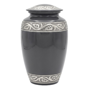 Urnes funéraires en aluminium pour adultes avec bande gravée, finition argentée et jaune, pour cendres humaines. - Product Image 5