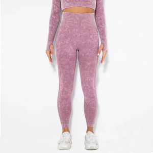 Ropa de Yoga, Leggings Deportivos con Logotipo en la Cintura, Diseño Sólido, Venta al Por Mayor - Product Image 3