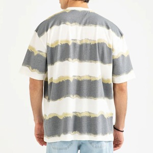เสื้อยืดแขนสั้นผู้ชายทรงโอเวอร์ไซส์ ลายไท-ได ลายทาง ผ้าถักเนื้อนุ่ม คอกลม ทรงปกติ ผ้าฝ้าย 100% ระบายอากาศได้ดี - Product Image 4