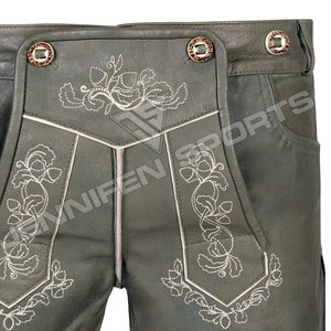 Nouvelles Lederhosen traditionnelles allemandes pour hommes, style bavarois, avec bretelles, sur mesure, en cuir de vache véritable - Product Image 3