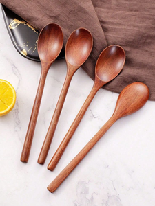 wooden Custom Logo Natural Wood Cooking Utensil Acacia Wood Solid Spoon for Cooking - Product Image 2