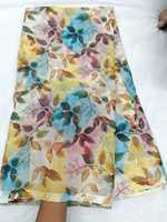 Tissu en organza doux de qualité supérieure, imprimé numériquement, léger (35 GSM), matériau de créateur pour saris, kurtis et vêtements ethniques, largeur 44 pouces