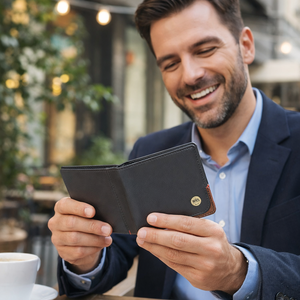 WRIZA Men's Trendy Formal Genuine Leather Durable <b>Wallet</b> with <b>RFID</b> Protection Large Capacity & Travel Friendly - Product Image 3