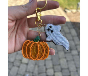 Cute Pumpkin Beaded Keychain Handmade Halloween Bead Embroidered <b>Key</b> <b>Ring</b> <b>Bag</b> Charm Aesthetic Purse Charm Gift for Women Girls - Product Image 1