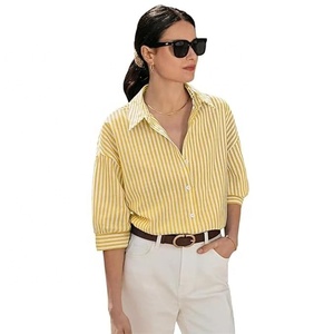 Camisa a Rayas para Mujer, Corte Regular, Elegante y Cómoda, Diseño Clásico a Rayas, Tela Suave y Transpirable - Product Image 1