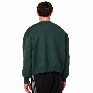 Pull en tricot à col rond vert foncé pour homme, coupe classique, couleur unie, coton, vêtement d'automne, pull décontracté - Product Image 2