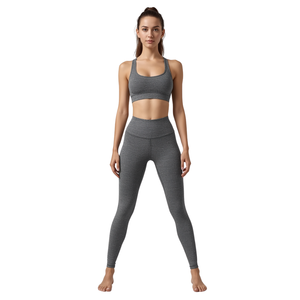 Conjunto de Yoga de 2 Piezas para Mujer, Transpirable, Sin Costuras, de Spandex/Nylon, Leggings de Cintura Alta y Sujetador Deportivo - Product Image 1
