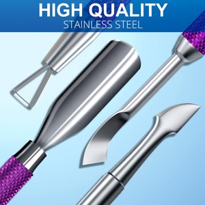 Ensemble professionnel 2 pièces en acier inoxydable pour cuticules, pousse-cuticules et coupe-ongles double usage durable pour ongles des mains et des pieds à domicile - Product Image 4