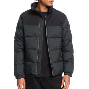Chaqueta Acolchada para Hombre, Color Rojo y Negro, con Cuello Alto y Cierre, Resistente al Viento, Abrigo Casual de Invierno, Relleno Grueso de Poliéster - Product Image 2