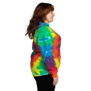 Sweat à capuche tendance grande taille en polaire tie-dye pour femme, manches longues, broderie éco-responsable sur le devant, effet délavé, coupe oversize, idéal pour l'hiver - Product Image 3
