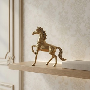 Figurine de cheval dorée, sculpture de table légère, statue Art Déco pour la maison, le bureau, le salon, la décoration de baptême, Diwali, Pâques - Product Image 3