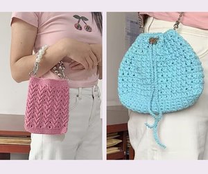 Nuevo bolso tipo cubo tejido a mano, moderno y con cordón ajustable, para mujer, de hombro/cruzado. - Product Image 4