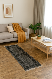Tapis Bohème en Coton Fait Main Lavable Antidérapant pour la Prière, Décoration Salon Chambre Noir - Product Image 3