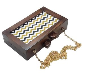 Natural Wooden Clutch <b>Purse</b> <b>Cheap</b> Rate Stylish Women Handbag for Wedding Party Evening and Festive Wear - Product Image 2
