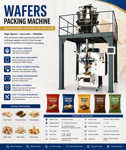 Máquina Empacadora de Obleas con Pesadora Multicabezal, Bolsa Tipo Almohada, Pantalla Táctil PLC, Equipo de Empaque para Panadería - Product Image 1