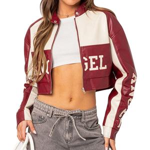 Veste de moto en cuir véritable vintage classique personnalisée, avec logo brodé OEM, veste de course courte pour femmes - Product Image 4