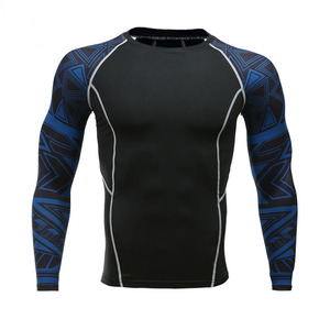 Men's BJJ Rash Guard Set Long Sleeve <b>Compression</b> Sportswear Breathable Spandex Polyester MMA Training Apparel Custom Logo UPF50 - Product Image 1