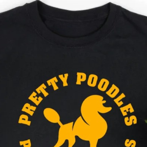 T-shirt à imprimé graphique pour femmes PRETTY POODLES, noir, décontracté, manches courtes, col rond, haut tendance, streetwear, vêtements personnalisés - Product Image 4