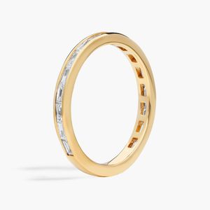 แหวนแต่งงานเพชรทรงบาแกตต์เพาะเลี้ยงในห้องปฏิบัติการ ตัวเรือนทองคำขาว 14K ชุบโรเดียม ประดับเพชรแบบช่อง สำหรับเจ้าสาว - Product Image 6