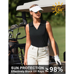 Ropa Deportiva de Golf para Mujer, Camisetas Polo de Secado Rápido, Transpirables, para Verano, Corte Regular, Sin Mangas, Tops de Golf - Product Image 5