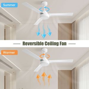 Ventilatore da soffitto bianco da 52 pollici Liv Farmhouse con 3 pale in ABS e telecomando, motore DC reversibile a 6 velocità, senza luce - Product Image 2