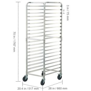 20-Tier Bun Pan Rack with Brake Wheels Commercial Aluminum <b>Racking</b> Trolley for Half Full Sheet <b>Storage</b> Bakery Equipment - Product Image 1