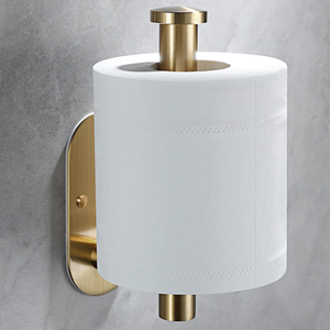 Porte-rouleau de papier toilette finition or brossé, support mural auto-adhésif pour rouleau de papier toilette, accessoire de salle de bain - Product Image 3