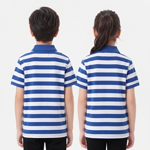 Camiseta Polo a Rayas de Dos Tonos para Niños, Unisex, al por Mayor, Playera Informal de Manga Corta con Cuello Clásico, Prenda de Punto Informal - Product Image 6