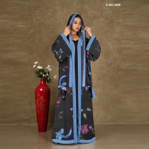 Floral Chiffon Floor Length Shrug Open Front with Dupatta Lightweight Party Wear Modest Style Outer Layer <b>for</b> Women - Product Image 2