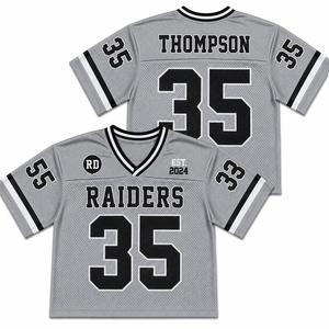 Camiseta de fútbol americano negra para adulto, estilo boxy, bordada, personalizada con nombre y número del jugador, uniforme de malla, camisa de fábrica al por mayor, pantalón corto de sarga. - Product Image 1