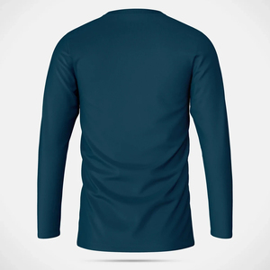 เสื้อยืดแขนยาวผู้ชายสีกรมท่า คอกลม ทรงปกติ สีพื้น ผ้าโพลีเอสเตอร์ 100% ถักทอ แห้งเร็ว ดีไซน์เรียบง่าย - Product Image 3
