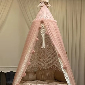 Boho Princess Macrame Swing <b>Chair</b> with Canopy | Handmade White Rope <b>Hanging</b> <b>Chair</b> | Teen Girl Room Decor | Pearl Beaded Custom - Product Image 1