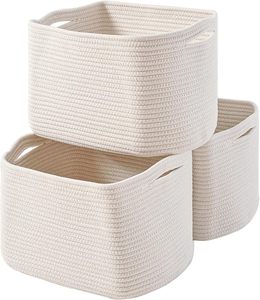 Cestas de Almacenamiento para Organizar Estantes, Contenedores de Cuerda de Algodón Tejida para la Organización de la Habitación del Bebé, Organizador de Libros, Juguetes y Toallas - Product Image 1
