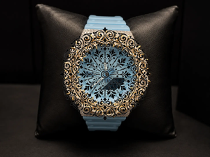 Luxury Unisex Quartz Watch Yellow White Gold Case Sapphire Crystal Dial Square Shape 46mm Natural Band Chronograph Water - Product Image 1