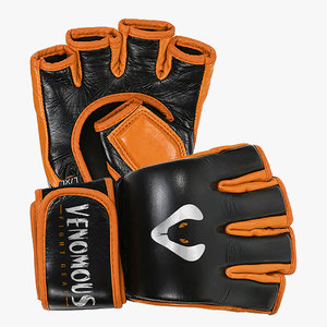 ถุงมือ MMA หนังสีส้มดำแบบมีพิษ ครึ่งนิ้ว พร้อมสายรัดข้อมือ สำหรับฝึกซ้อมศิลปะการต่อสู้ อุปกรณ์ซ้อมต่อสู้ สำหรับผู้ใหญ่ทุกเพศ ขนาด 14 - Product Image 5