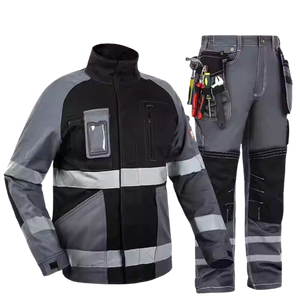Ensemble veste et pantalon de travail imperméable haute visibilité unisexe, tissus microfibres réfléchissants, uniforme de sécurité pour la construction et la mécanique - Product Image 6