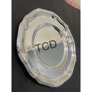 จานเงินตกแต่งขนาดเส้นผ่านศูนย์กลาง 25 ซม. คุณภาพพรีเมียม สำหรับเสิร์ฟอาหาร จานรองทองเหลืองเกรดอาหารสำหรับร้านอาหาร - Product Image 1