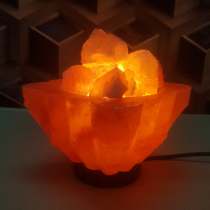 Himalayan Ionic Salt Square Shaped <b>Crystal</b> Bowl Lamp Handcrafted Natural Rock Salt Modern Design for Hotel and Kitchen Use - Product Image 1