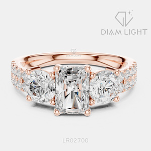 1.04CT Emerald Cut Lab Grown Diamond 14KT White Gold Engagement Ring Side <b>Stone</b> Bridal Ring IGI Certified Fine Jewelry Women - Product Image 3