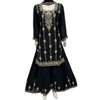 FAMUCAAS pour broderie manuelle sur tissu, haut Kurta, bas Sharara/Plazo/Salwar, robe de mariée noire, tenue de soirée, séchage rapide, toutes saisons