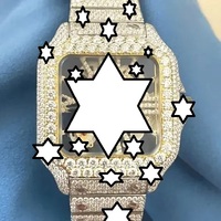 Montre squelette automatique carrée pour homme en or jaune, entièrement sertie de moissanite, style Hip Hop de luxe