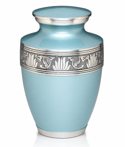 Urna Funeraria Antigua Gris Dorada con Adhesivo para Foto y Esmalte, para Cenizas Humanas - Product Image 2