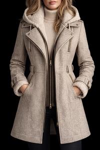 Abrigo de lana hecho a mano - Abrigo de invierno con capucha y forro desmontable - Product Image 4