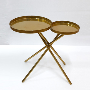 Mesa de Centro de Vidrio Transparente para Sala de Estar, Hogar, Hotel, Restaurante, Mesa Auxiliar de Aluminio Plateado con Base en Forma de Árbol - Product Image 2